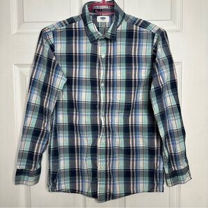 Old Navy Button-Up Shirt Plaid Blue and, Green, & Pink Size Extra Large